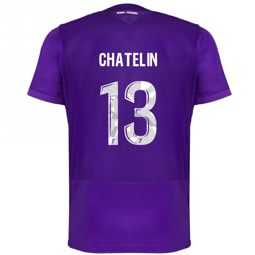 Niño Fútbol Camiseta Delphin Chatelin #13 Morado Blanco 1ª Equipación 2024/25 Argentina