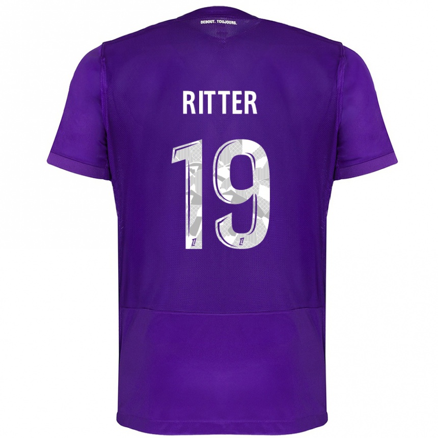 Niño Fútbol Camiseta Morgane Ritter #19 Morado Blanco 1ª Equipación 2024/25 Argentina