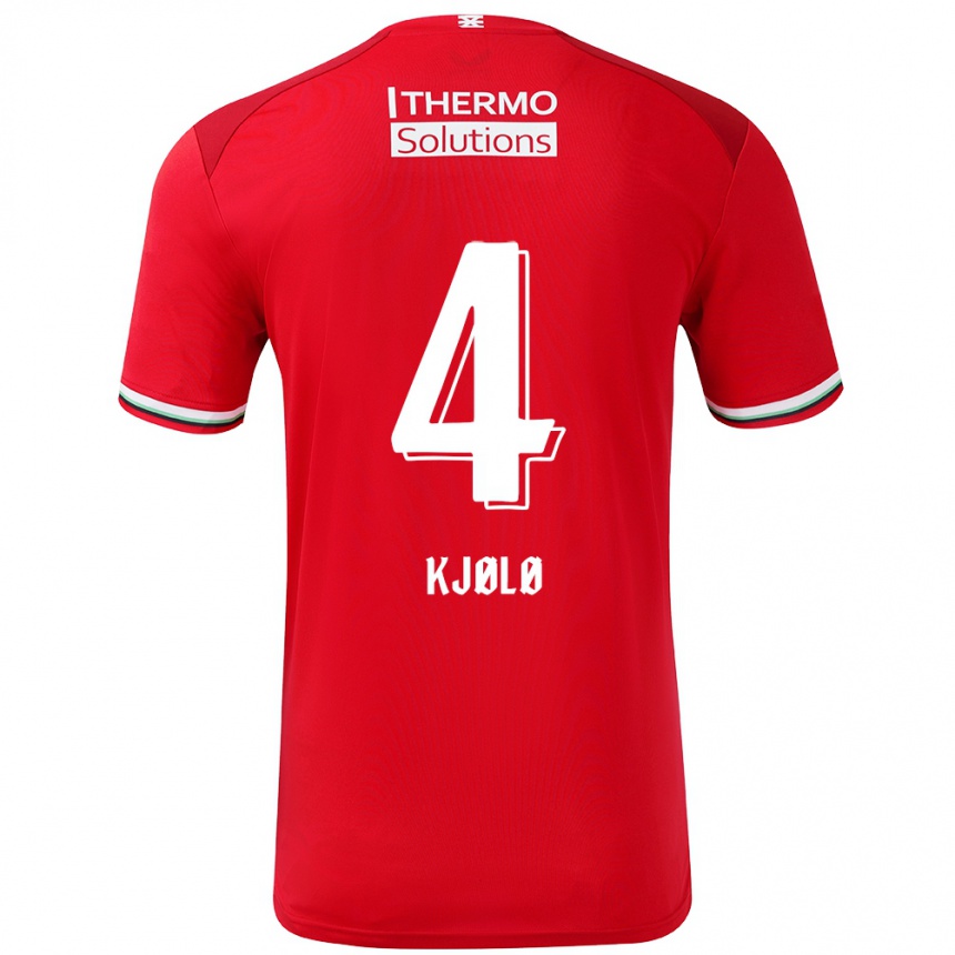 Niño Fútbol Camiseta Mathias Kjølø #4 Rojo Blanco 1ª Equipación 2024/25 Argentina