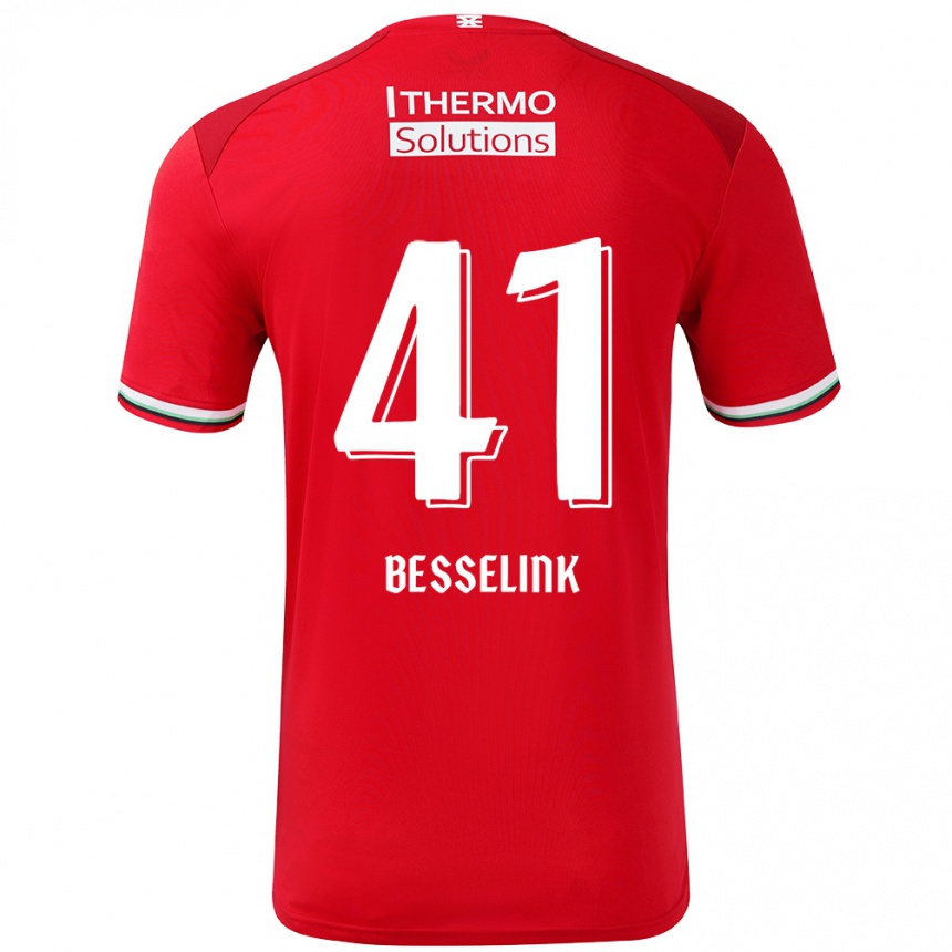 Niño Fútbol Camiseta Gijs Besselink #41 Rojo Blanco 1ª Equipación 2024/25 Argentina