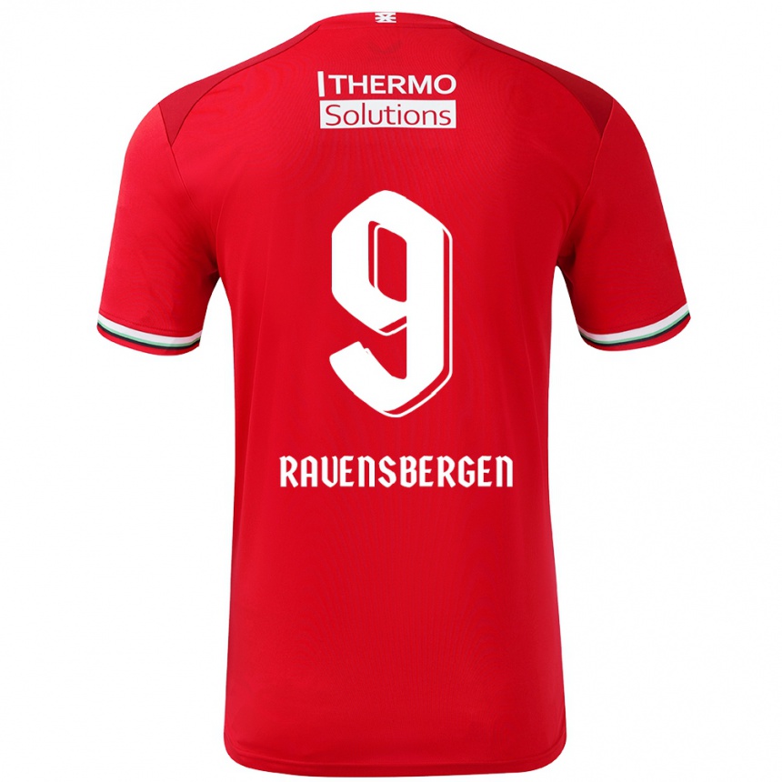 Niño Fútbol Camiseta Jaimy Ravensbergen #9 Rojo Blanco 1ª Equipación 2024/25 Argentina