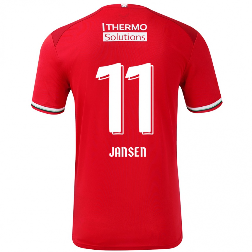 Niño Fútbol Camiseta Renate Jansen #11 Rojo Blanco 1ª Equipación 2024/25 Argentina