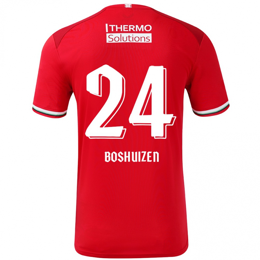 Niño Fútbol Camiseta Annouk Boshuizen #24 Rojo Blanco 1ª Equipación 2024/25 Argentina