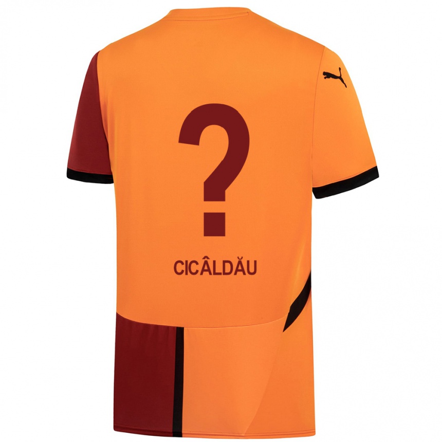 Niño Fútbol Camiseta Alexandru Cicâldău #0 Amarillo Rojo 1ª Equipación 2024/25 Argentina