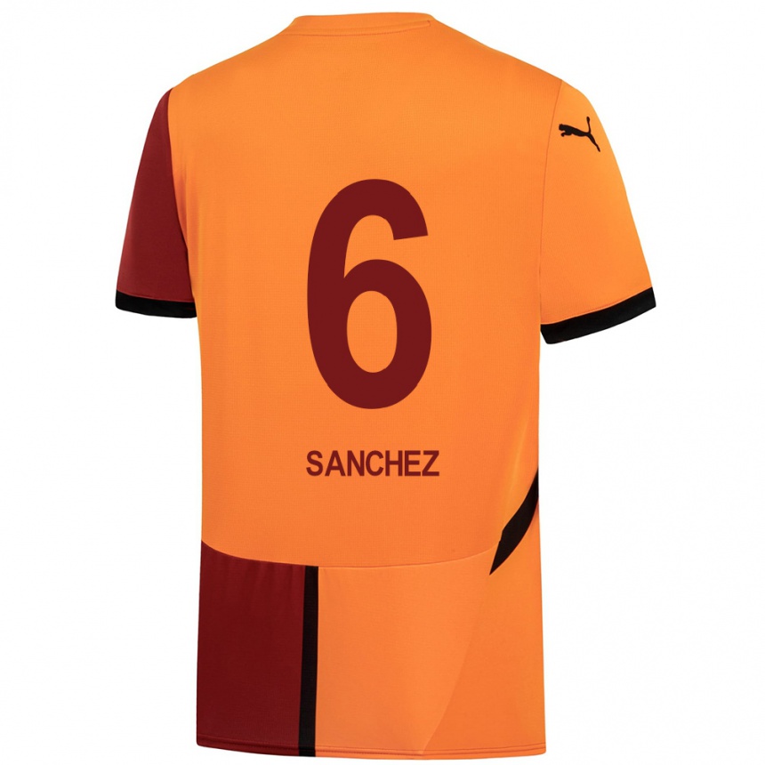 Niño Fútbol Camiseta Davinson Sánchez #6 Amarillo Rojo 1ª Equipación 2024/25 Argentina