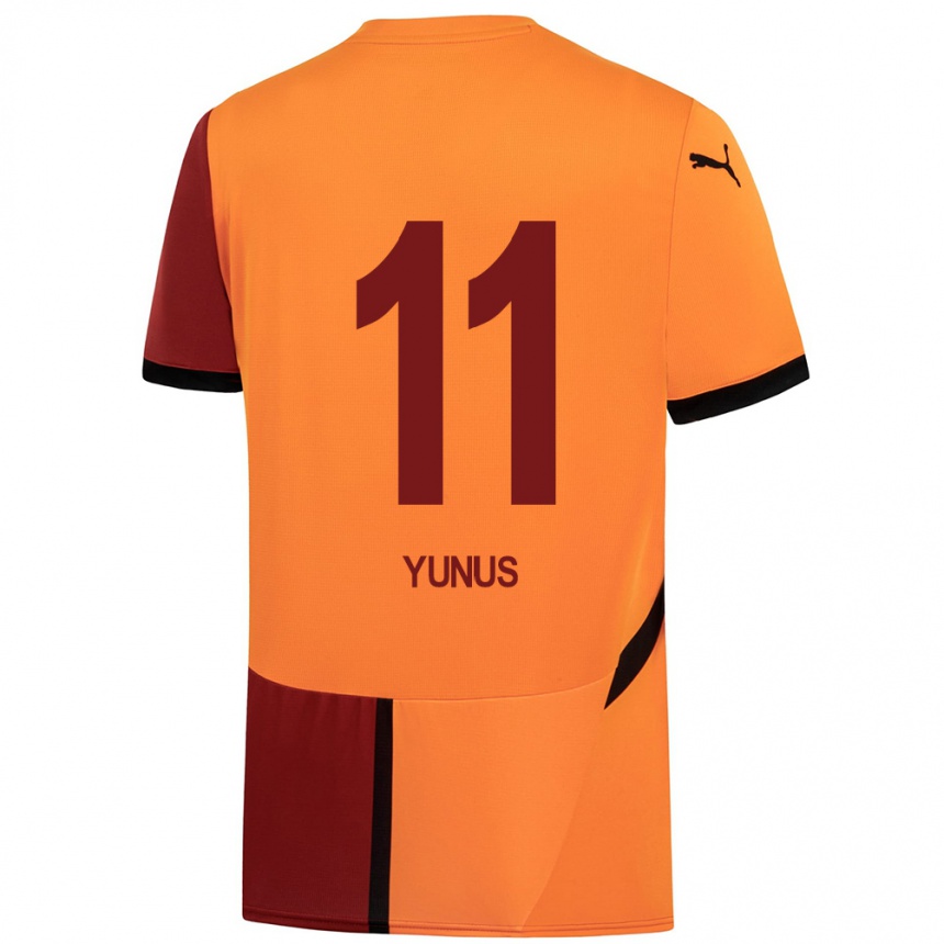 Niño Fútbol Camiseta Yunus Akgün #11 Amarillo Rojo 1ª Equipación 2024/25 Argentina