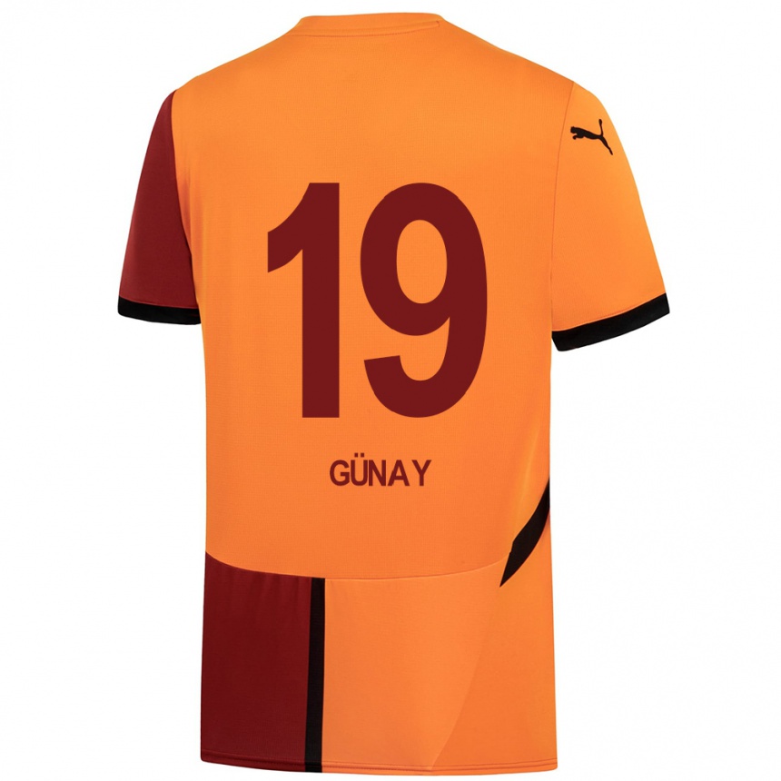 Niño Fútbol Camiseta Günay Güvenç #19 Amarillo Rojo 1ª Equipación 2024/25 Argentina