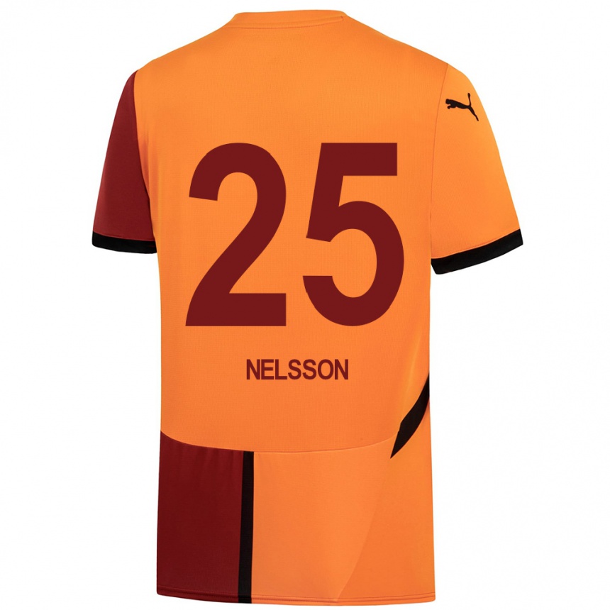 Niño Fútbol Camiseta Victor Nelsson #25 Amarillo Rojo 1ª Equipación 2024/25 Argentina