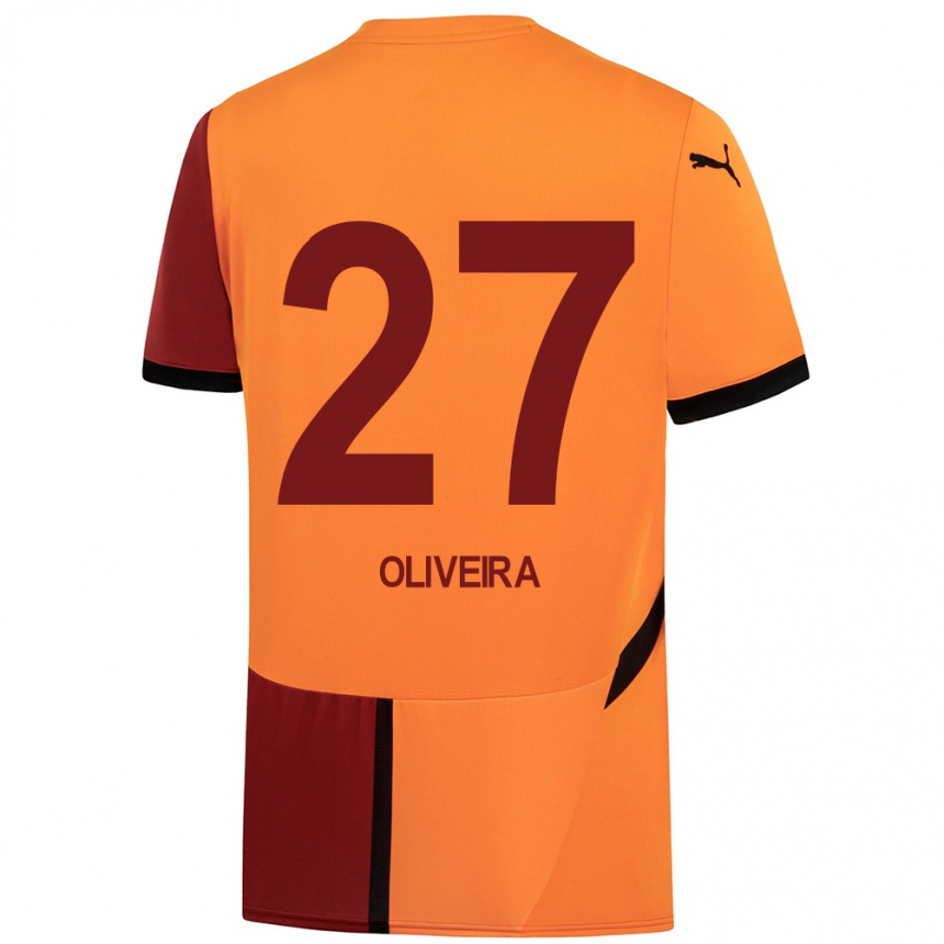 Niño Fútbol Camiseta Sérgio Oliveira #27 Amarillo Rojo 1ª Equipación 2024/25 Argentina