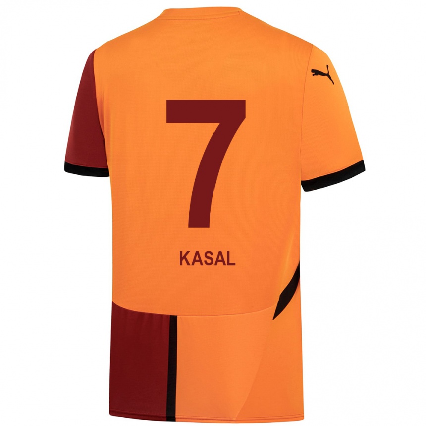 Niño Fútbol Camiseta Yasin Kasal #7 Amarillo Rojo 1ª Equipación 2024/25 Argentina