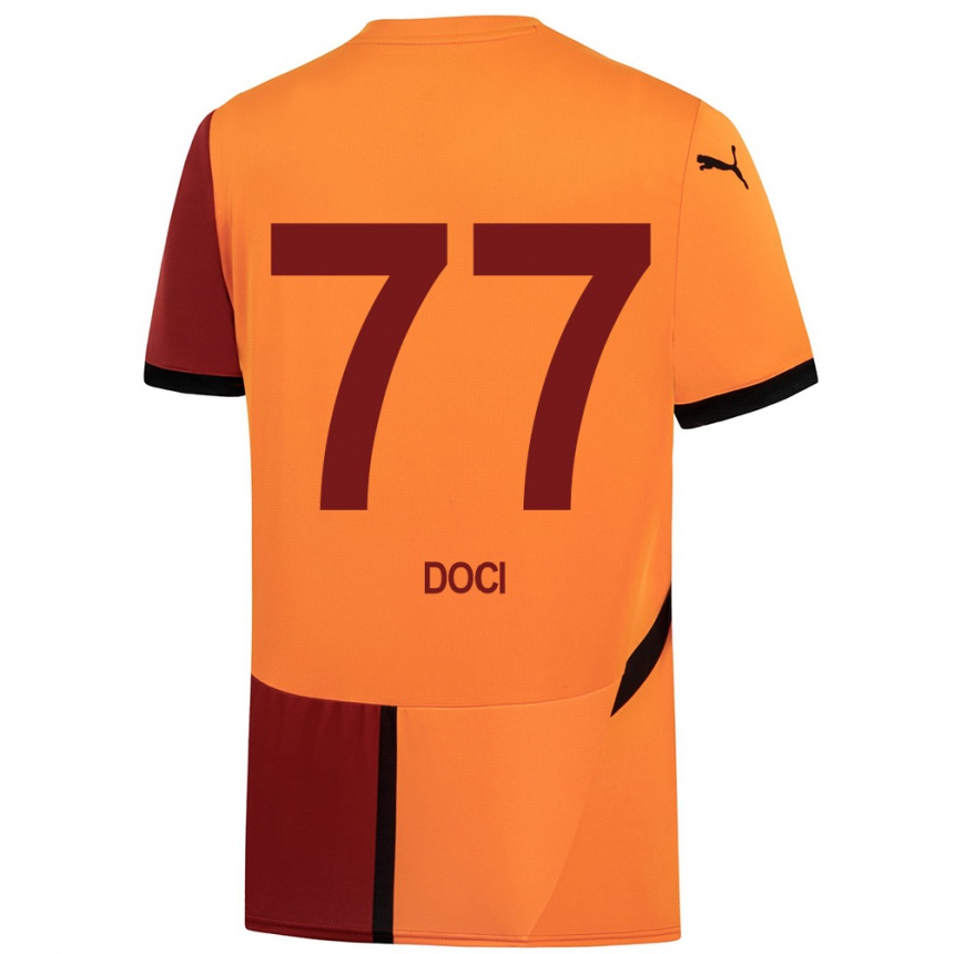 Niño Fútbol Camiseta Megi Doci #77 Amarillo Rojo 1ª Equipación 2024/25 Argentina