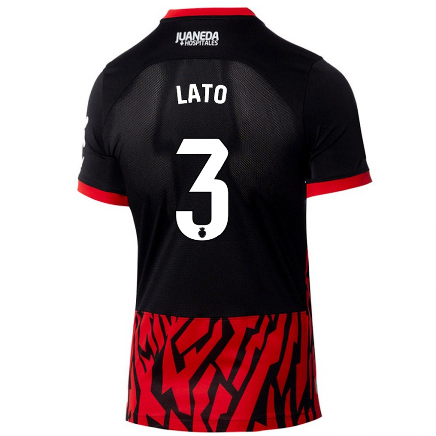 Niño Fútbol Camiseta Toni Lato #3 Negro Rojo 1ª Equipación 2024/25 Argentina