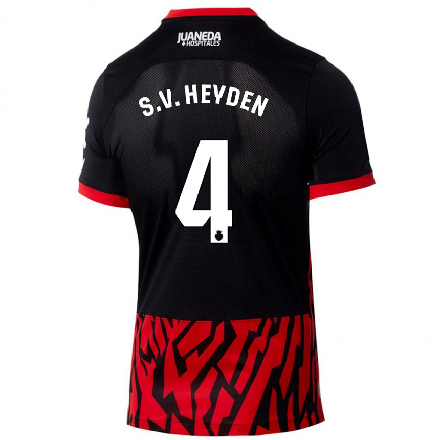 Niño Fútbol Camiseta Siebe Van Der Heyden #4 Negro Rojo 1ª Equipación 2024/25 Argentina