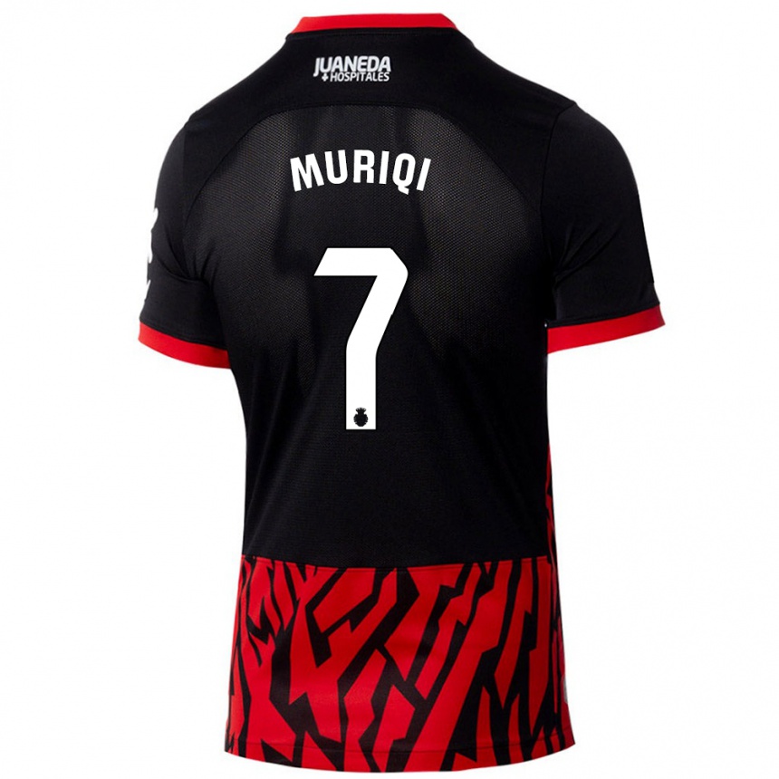 Niño Fútbol Camiseta Vedat Muriqi #7 Negro Rojo 1ª Equipación 2024/25 Argentina