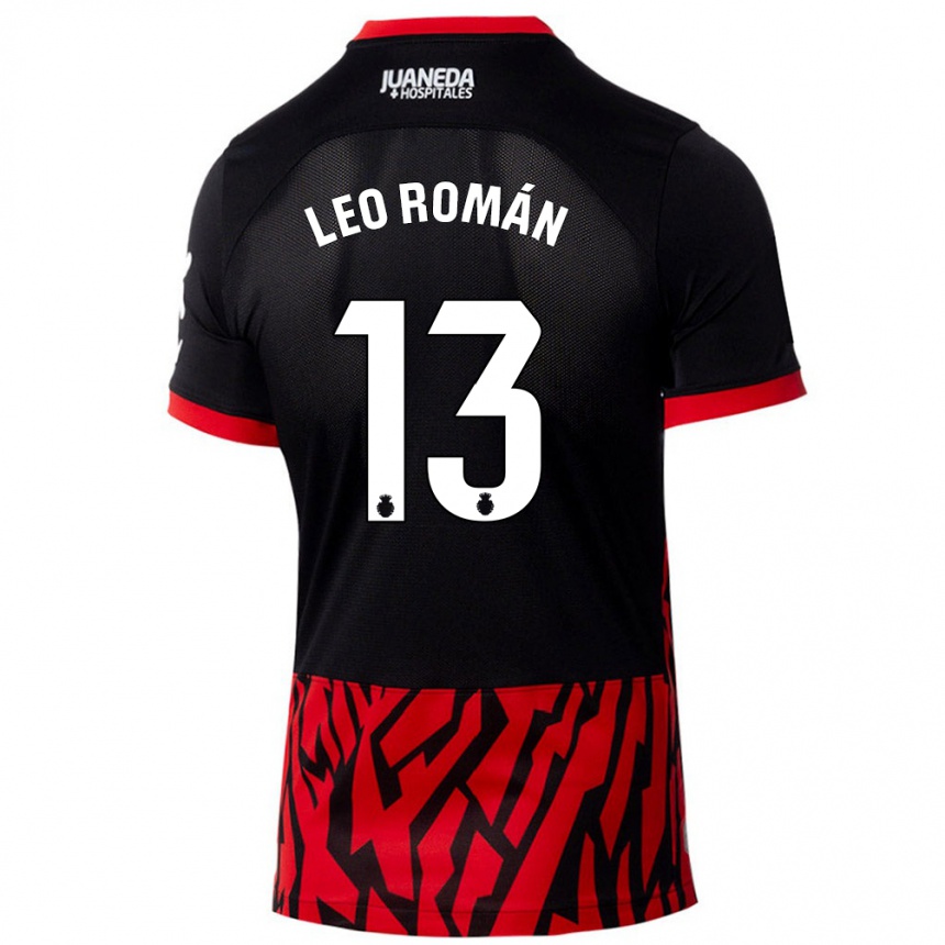 Niño Fútbol Camiseta Leo Román #13 Negro Rojo 1ª Equipación 2024/25 Argentina