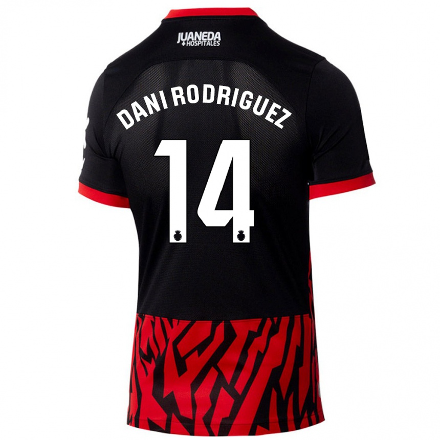 Niño Fútbol Camiseta Dani Rodríguez #14 Negro Rojo 1ª Equipación 2024/25 Argentina