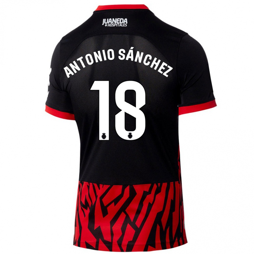 Niño Fútbol Camiseta Antonio Sánchez #18 Negro Rojo 1ª Equipación 2024/25 Argentina