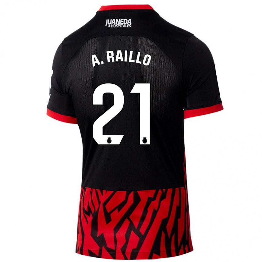 Niño Fútbol Camiseta Antonio Raíllo #21 Negro Rojo 1ª Equipación 2024/25 Argentina