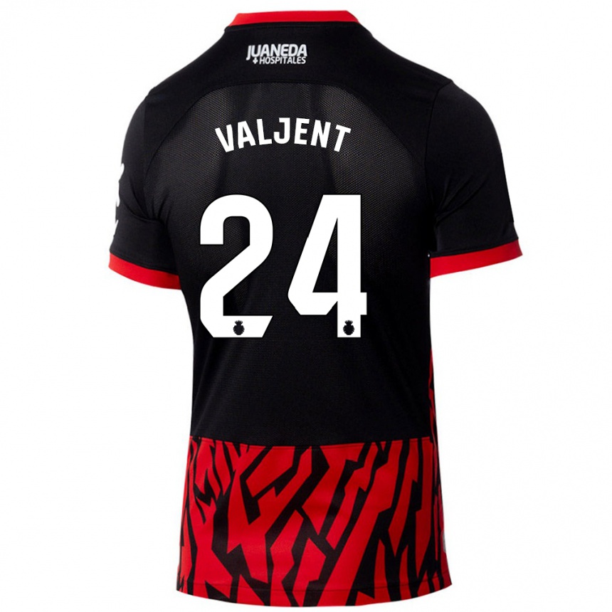 Niño Fútbol Camiseta Martin Valjent #24 Negro Rojo 1ª Equipación 2024/25 Argentina