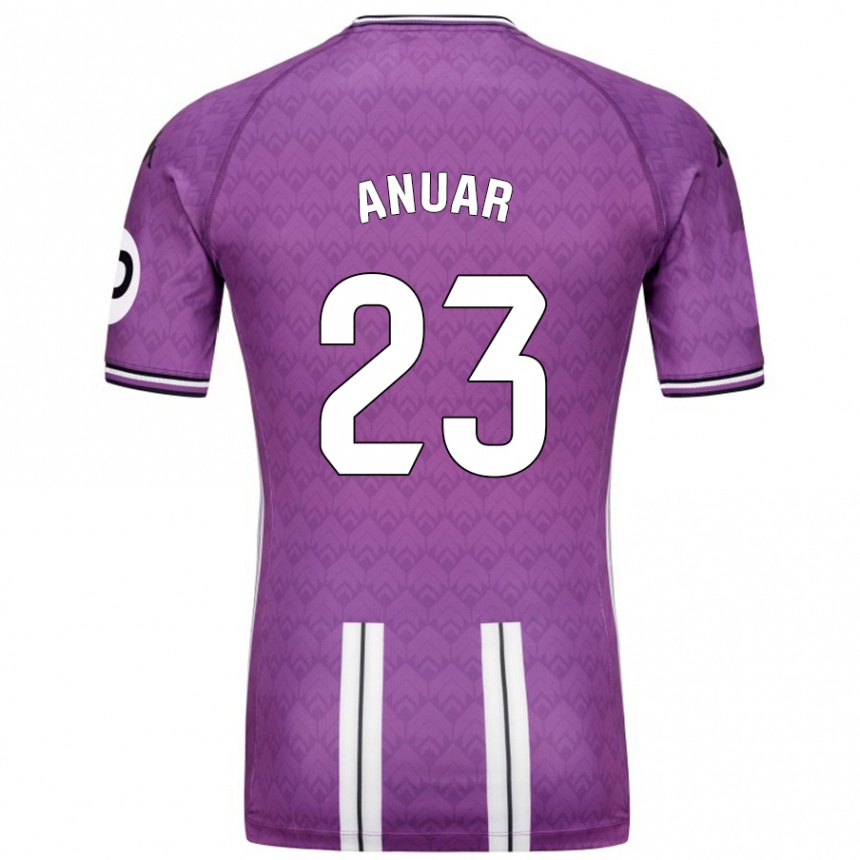 Niño Fútbol Camiseta Anuar #23 Púrpura Blanco 1ª Equipación 2024/25 Argentina