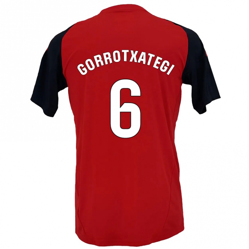 Niño Fútbol Camiseta Jon Gorrotxategi #6 Rojo Negro 1ª Equipación 2024/25 Argentina