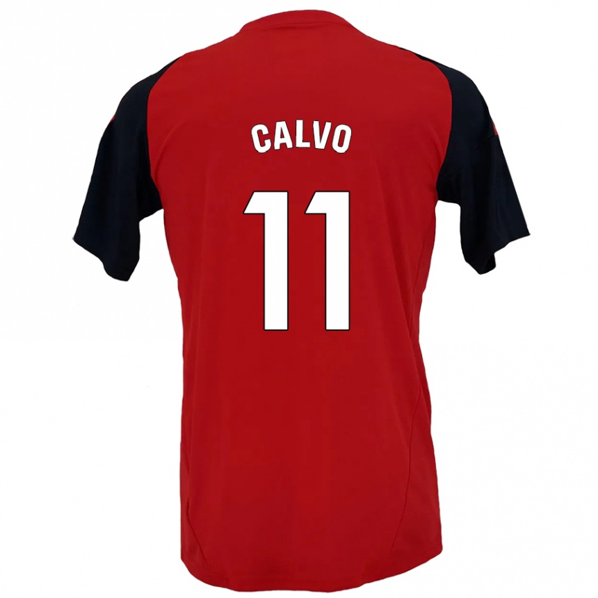 Niño Fútbol Camiseta Álex Calvo #11 Rojo Negro 1ª Equipación 2024/25 Argentina