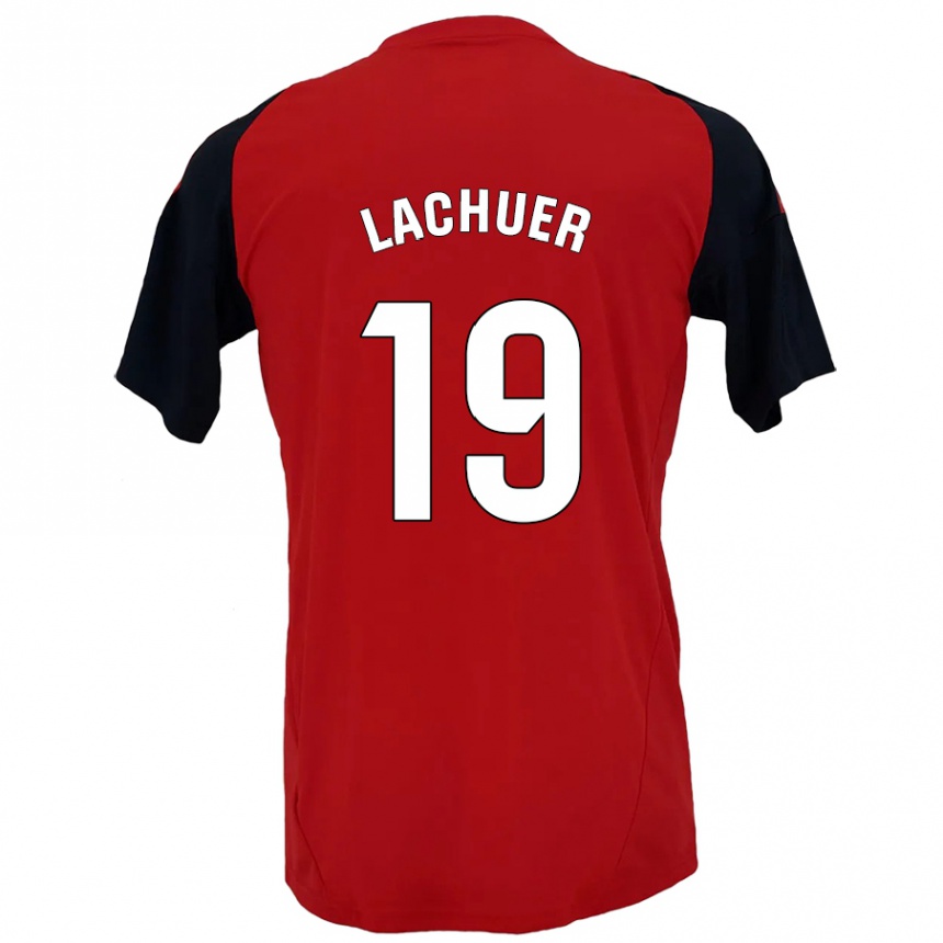 Niño Fútbol Camiseta Mathis Lachuer #19 Rojo Negro 1ª Equipación 2024/25 Argentina