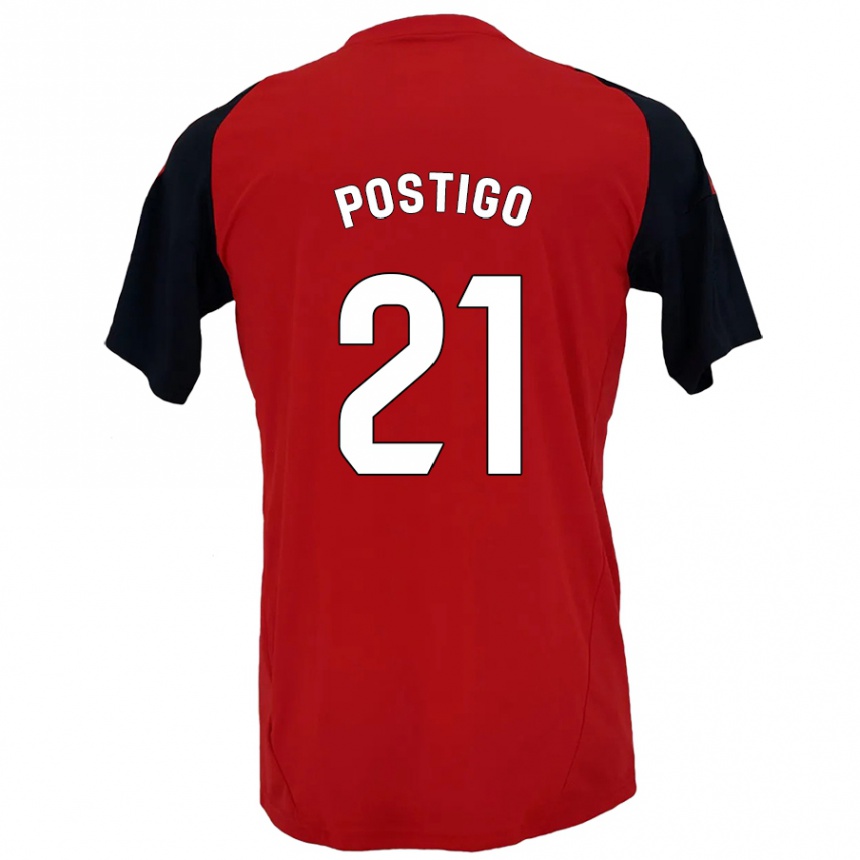 Niño Fútbol Camiseta Sergio Postigo #21 Rojo Negro 1ª Equipación 2024/25 Argentina