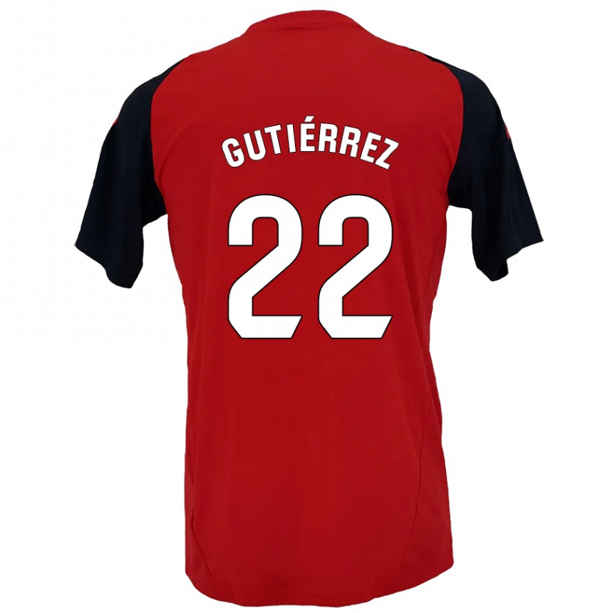 Niño Fútbol Camiseta Juan Gutiérrez #22 Rojo Negro 1ª Equipación 2024/25 Argentina