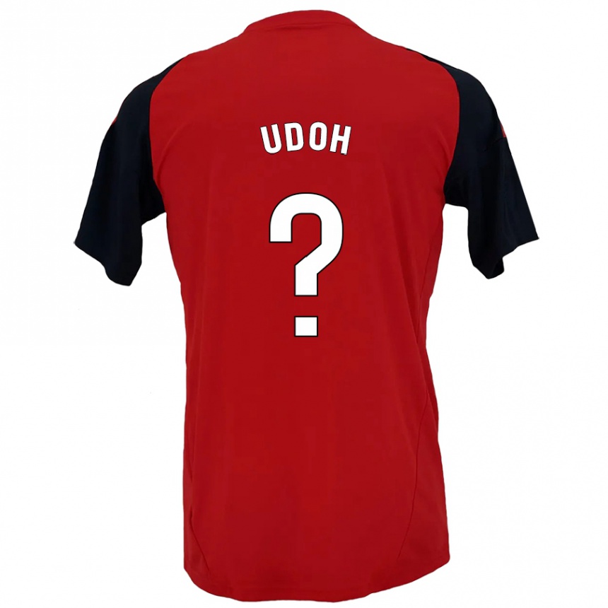 Niño Fútbol Camiseta Isaac Udoh #0 Rojo Negro 1ª Equipación 2024/25 Argentina