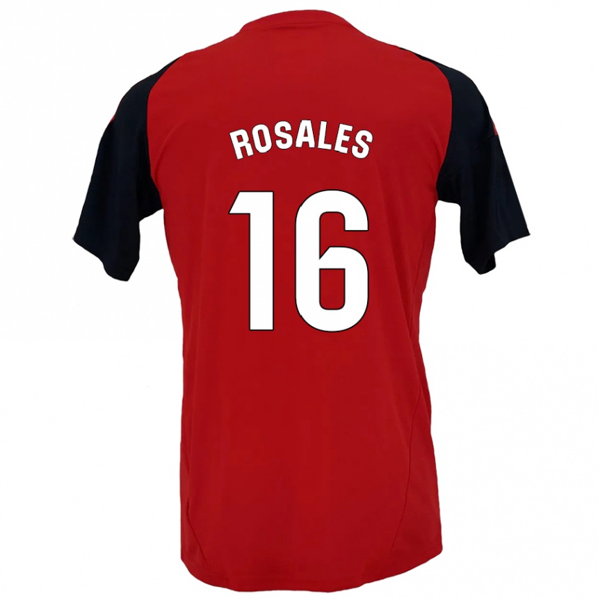 Niño Fútbol Camiseta Diego Rosales #16 Rojo Negro 1ª Equipación 2024/25 Argentina