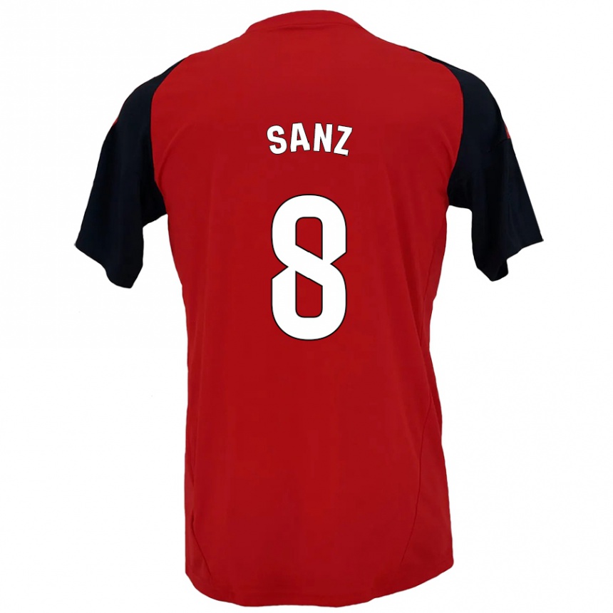 Niño Fútbol Camiseta Álvaro Sanz #8 Rojo Negro 1ª Equipación 2024/25 Argentina