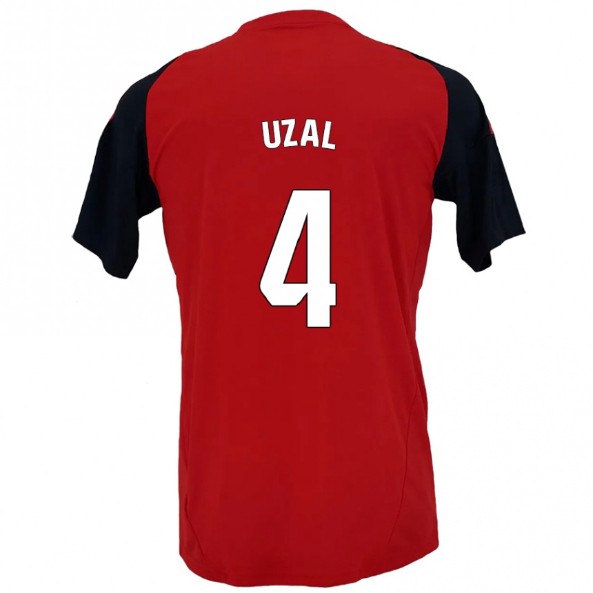 Niño Fútbol Camiseta Yeray Uzal #4 Rojo Negro 1ª Equipación 2024/25 Argentina