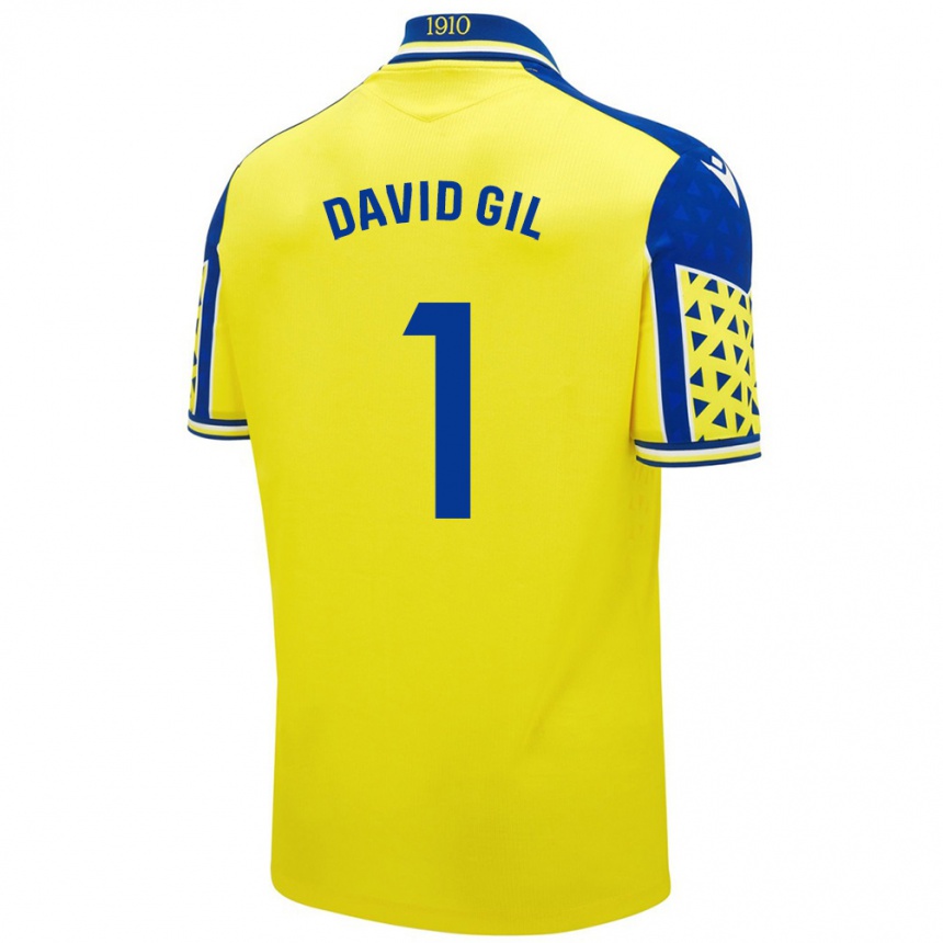 Niño Fútbol Camiseta David Gil #1 Amarillo Azul 1ª Equipación 2024/25 Argentina