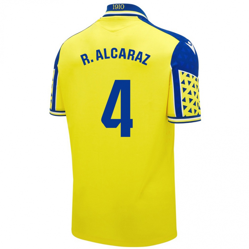 Niño Fútbol Camiseta Rubén Alcaraz #4 Amarillo Azul 1ª Equipación 2024/25 Argentina