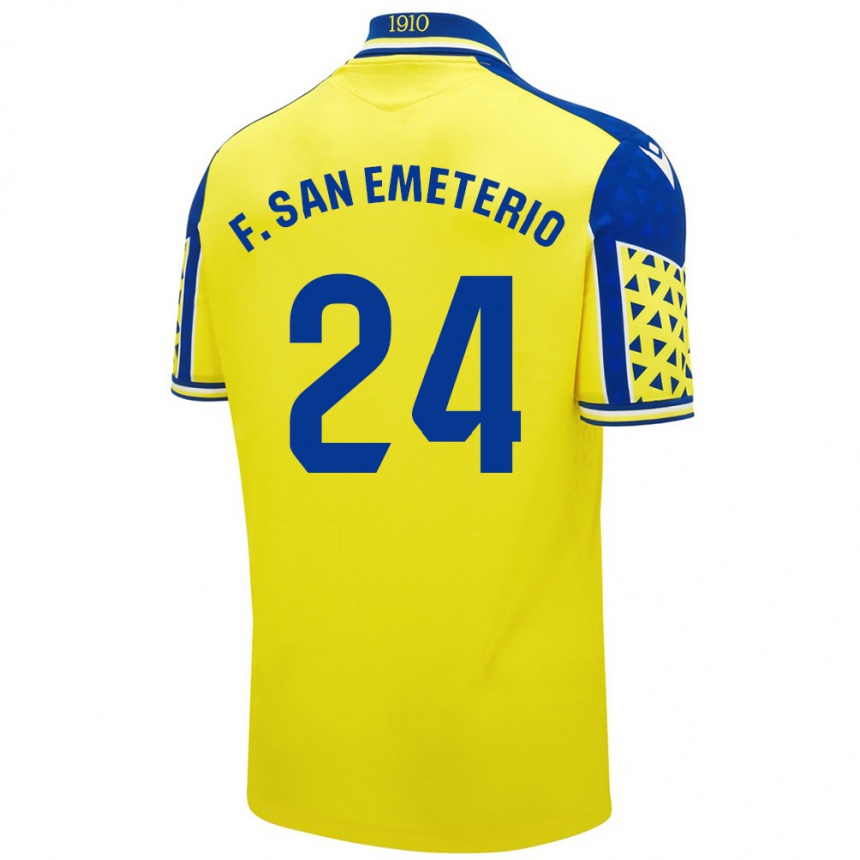 Niño Fútbol Camiseta Fede San Emeterio #24 Amarillo Azul 1ª Equipación 2024/25 Argentina