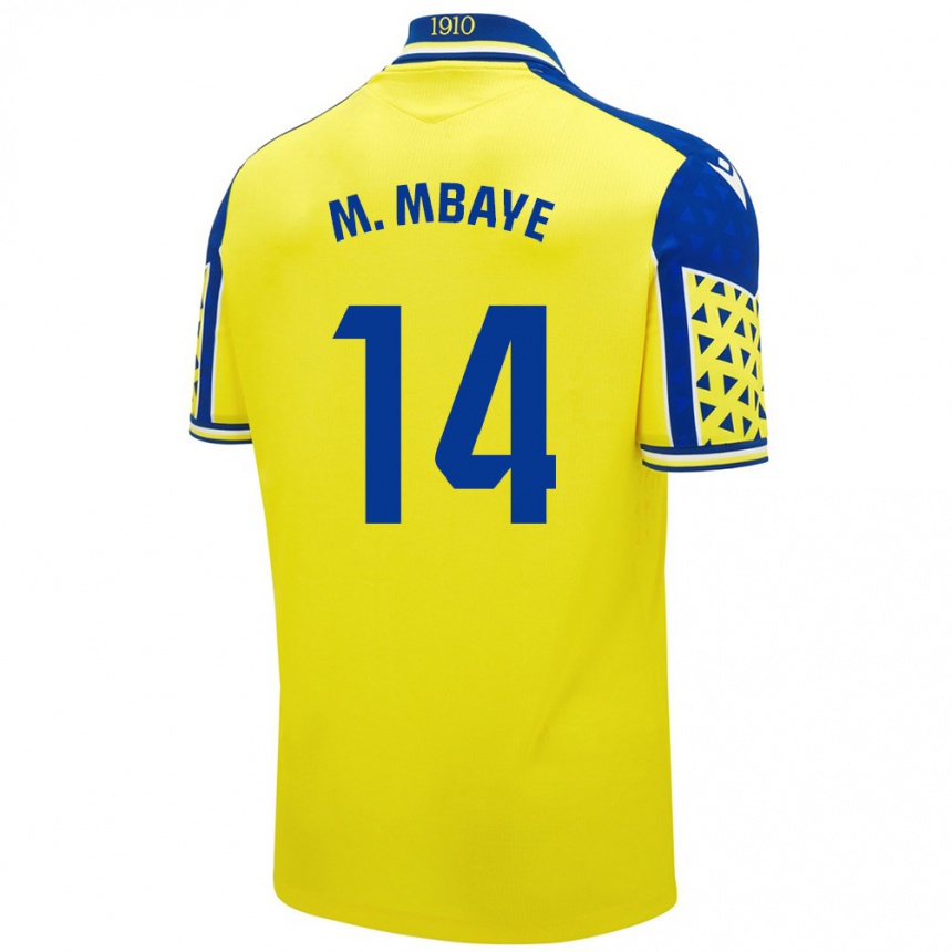 Niño Fútbol Camiseta Momo Mbaye #14 Amarillo Azul 1ª Equipación 2024/25 Argentina