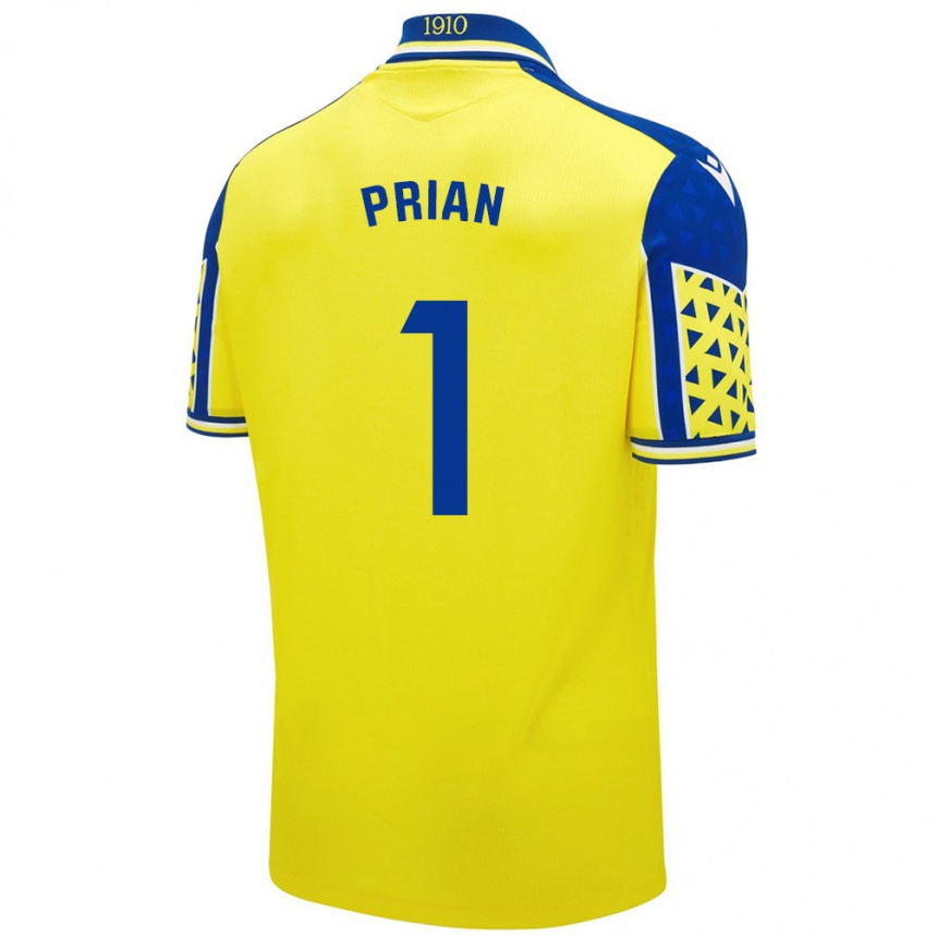 Niño Fútbol Camiseta Ana María Prián Pereira #1 Amarillo Azul 1ª Equipación 2024/25 Argentina