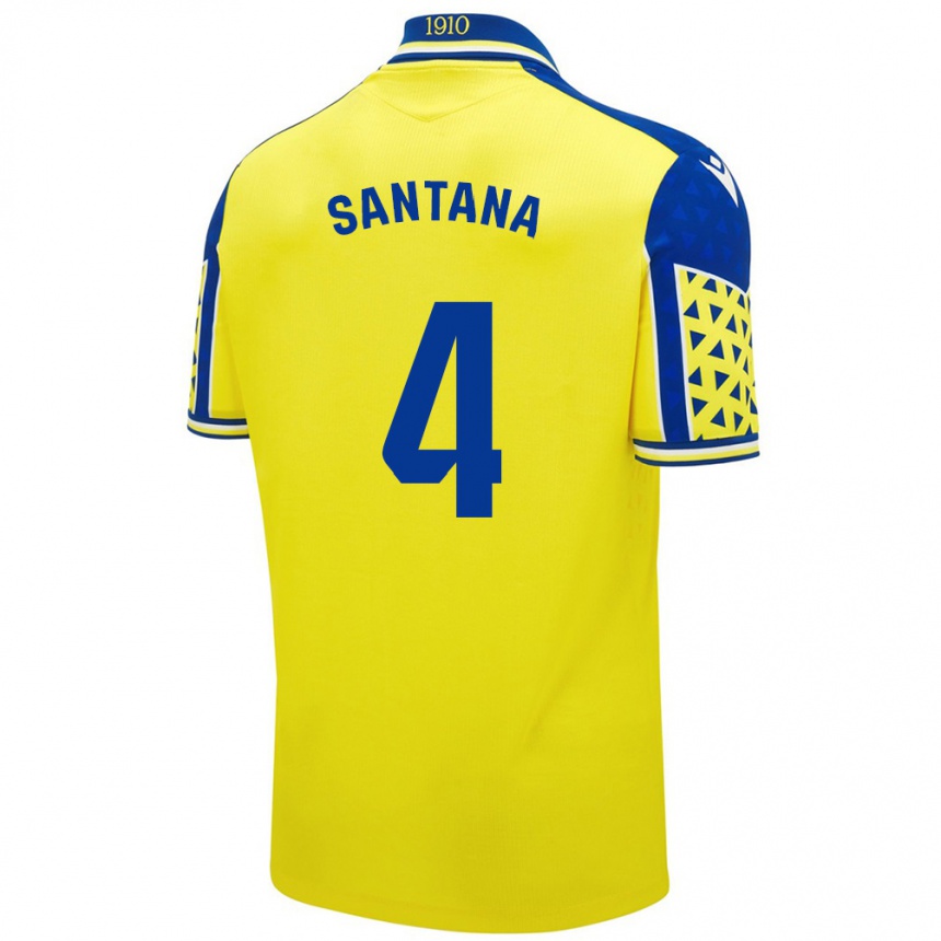 Niño Fútbol Camiseta María Del Carmen Santana Vázquez #4 Amarillo Azul 1ª Equipación 2024/25 Argentina