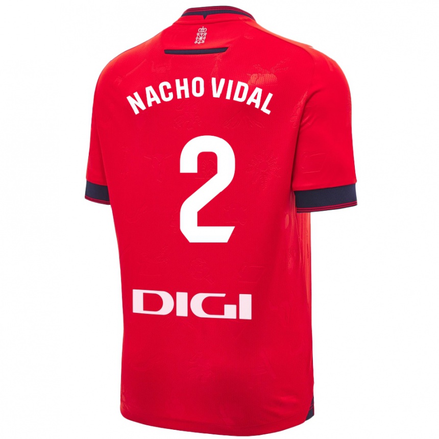 Niño Fútbol Camiseta Nacho Vidal #2 Rojo Blanco 1ª Equipación 2024/25 Argentina