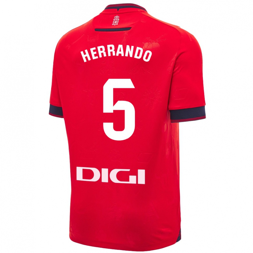 Niño Fútbol Camiseta Jorge Herrando #5 Rojo Blanco 1ª Equipación 2024/25 Argentina