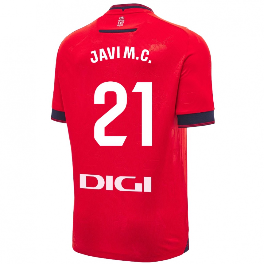 Niño Fútbol Camiseta Javi Martínez #21 Rojo Blanco 1ª Equipación 2024/25 Argentina