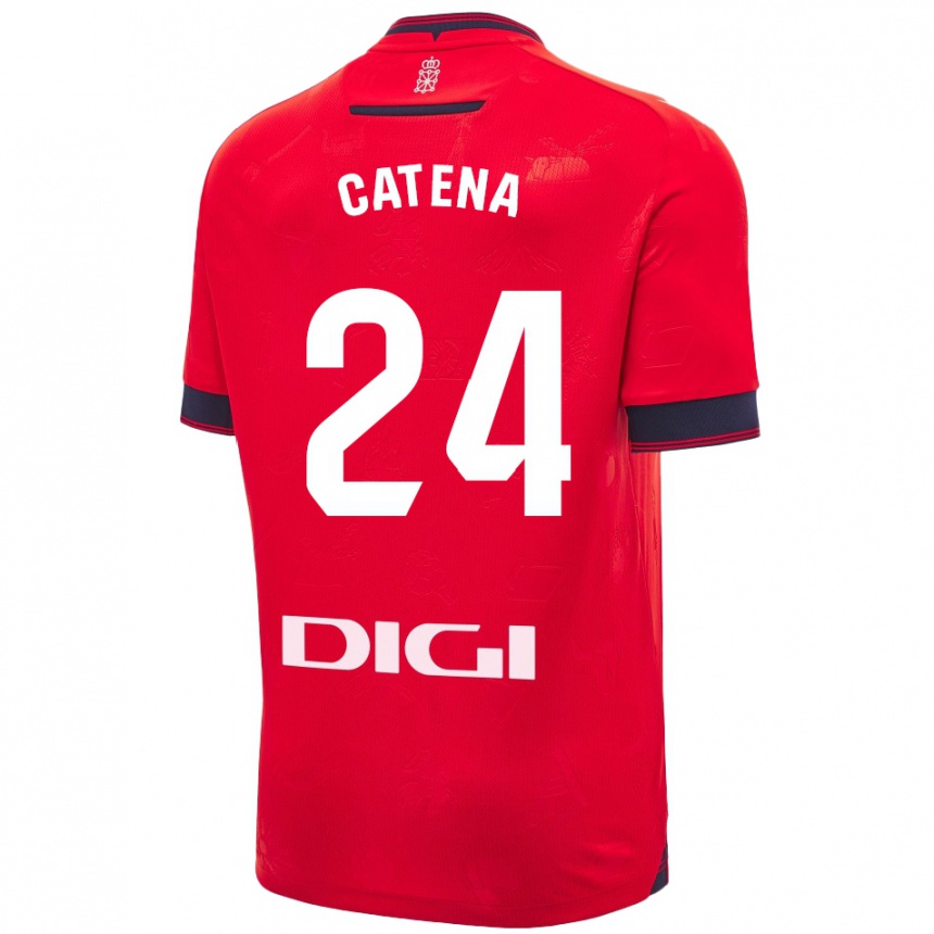 Niño Fútbol Camiseta Alejandro Catena #24 Rojo Blanco 1ª Equipación 2024/25 Argentina