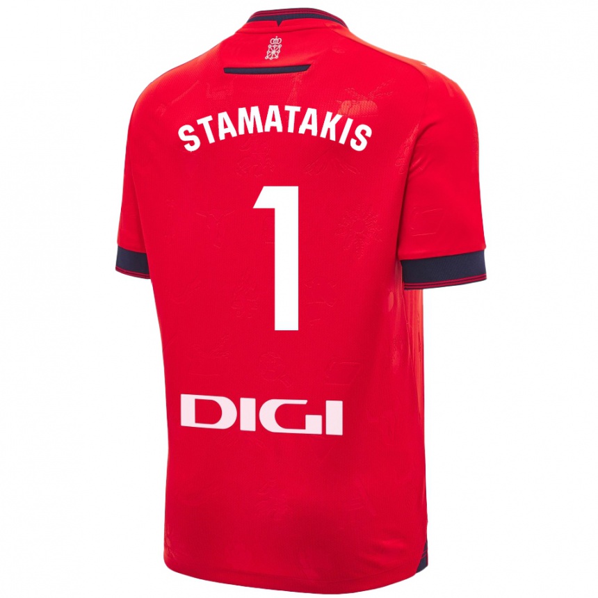 Niño Fútbol Camiseta Dimitrios Stamatakis #1 Rojo Blanco 1ª Equipación 2024/25 Argentina