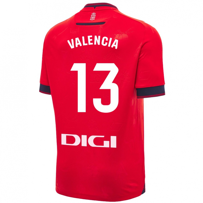 Niño Fútbol Camiseta Pablo Valencia #13 Rojo Blanco 1ª Equipación 2024/25 Argentina