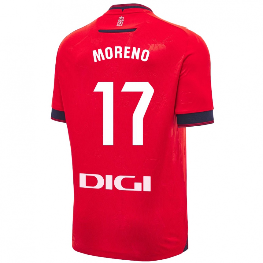 Niño Fútbol Camiseta Pablo Moreno #17 Rojo Blanco 1ª Equipación 2024/25 Argentina