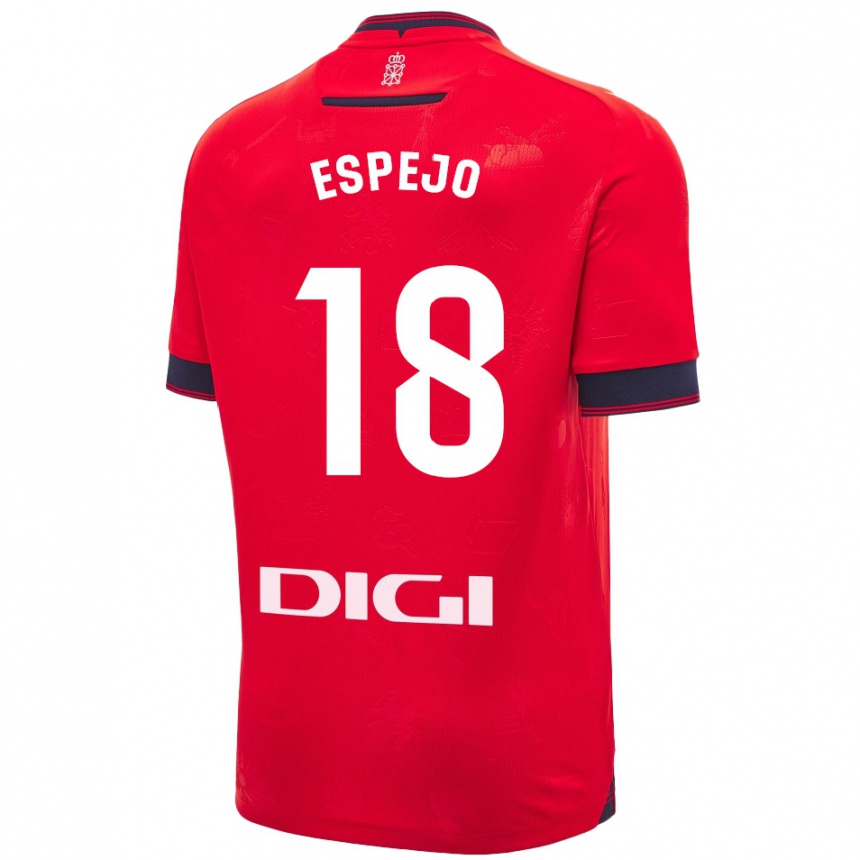 Niño Fútbol Camiseta Diego Espejo #18 Rojo Blanco 1ª Equipación 2024/25 Argentina