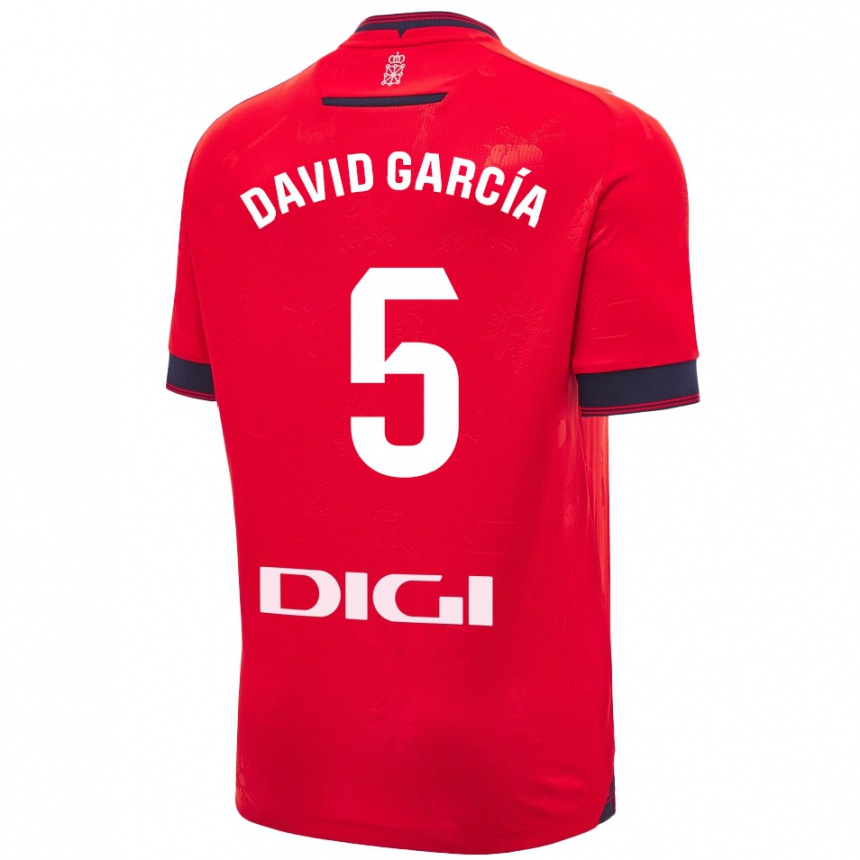 Niño Fútbol Camiseta David García #5 Rojo Blanco 1ª Equipación 2024/25 Argentina