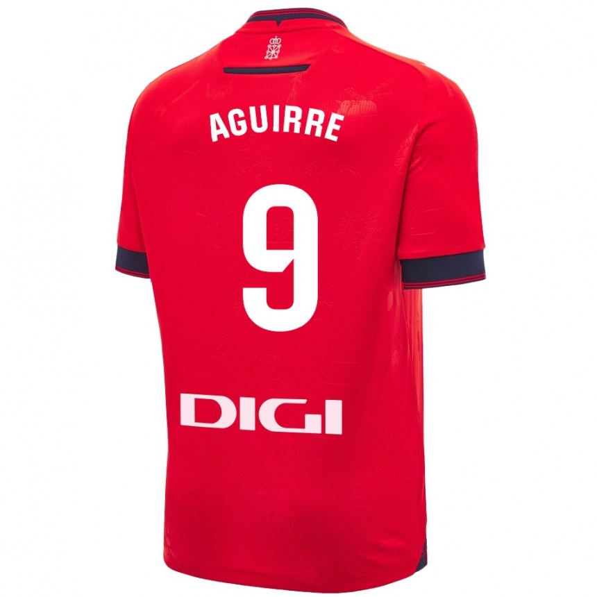 Niño Fútbol Camiseta Jorge Aguirre #9 Rojo Blanco 1ª Equipación 2024/25 Argentina