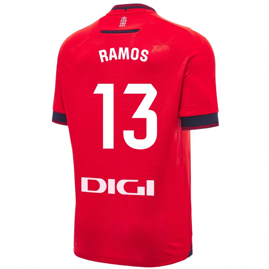 Niño Fútbol Camiseta Darío Ramos #13 Rojo Blanco 1ª Equipación 2024/25 Argentina